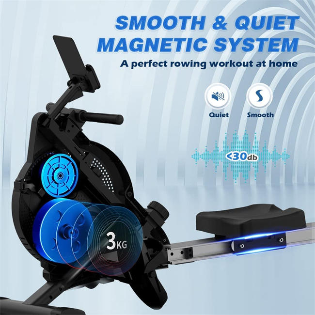 Magnetic Rowing Machine for Home Use Rower for Home Gym & Cardio Training with Aluminum Track, 16 Adjustable Resistance Levels & Smart LCD Monitor