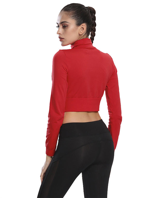 Women Sexy Fitness Active Sports Workout Zip Up Long Sleeve Sweetshirt Athletic Yoga Crop Top Jacket