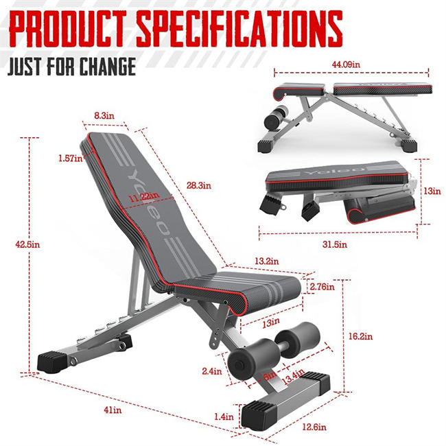 Commercial Weight Bench, Adjustable/Foldable Strength Training Bench, Utility Incline/Decline Bench for Full Body Workout with Fast Folding-Latest Model