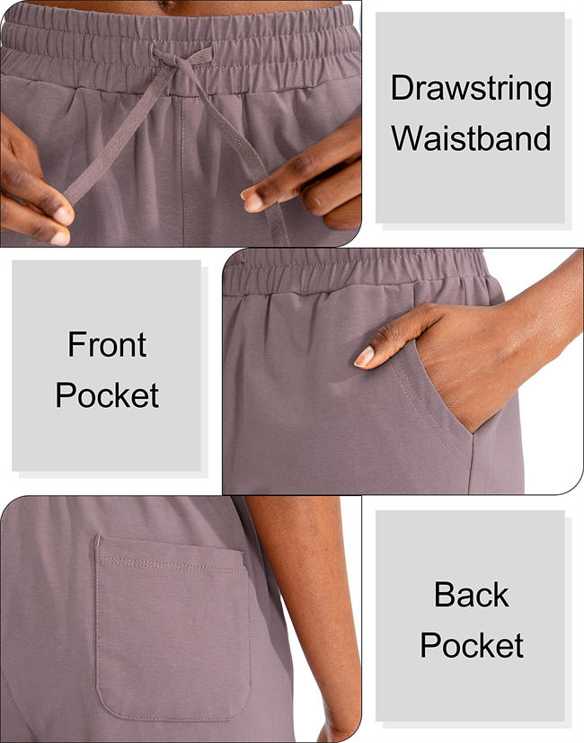 Women Cotton Shorts 5' Lounge Yoga Shorts Jersey Sweat Bermuda Shorts for Women Walking Athletic with Pockets