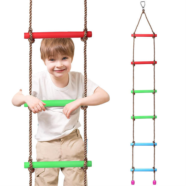 Ladder Climbing Rope for Kids, Playground Sewing Accessories, 6.8ft Hanging Ropes, Six Section, Outdoor Backyard and Indoor Play Set