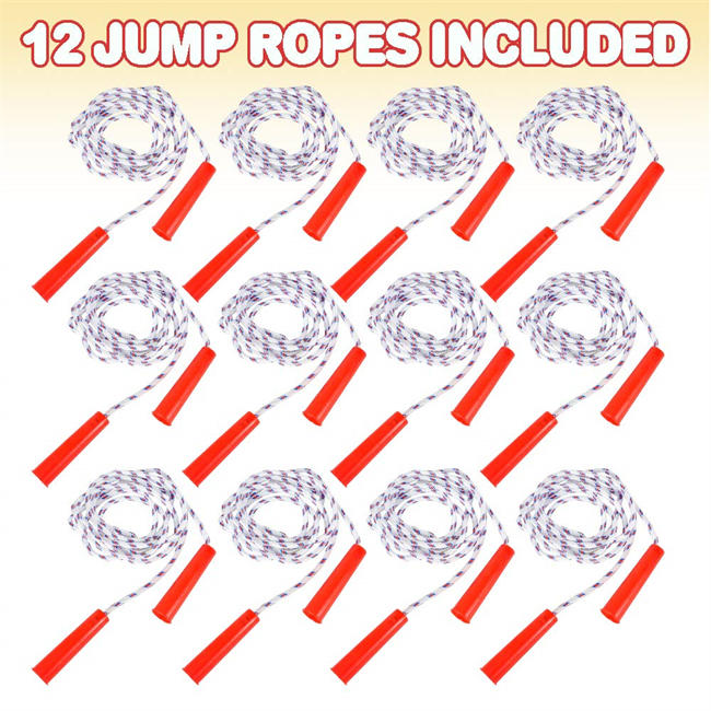 84 Inch Nylon Ropes for Kids - Pack of 12 - Durable Jump Ropes with Plastic Handles - Healthy Indoor and Outdoor Skipping Activity, Party Favors, Gifts for Boys and Girls