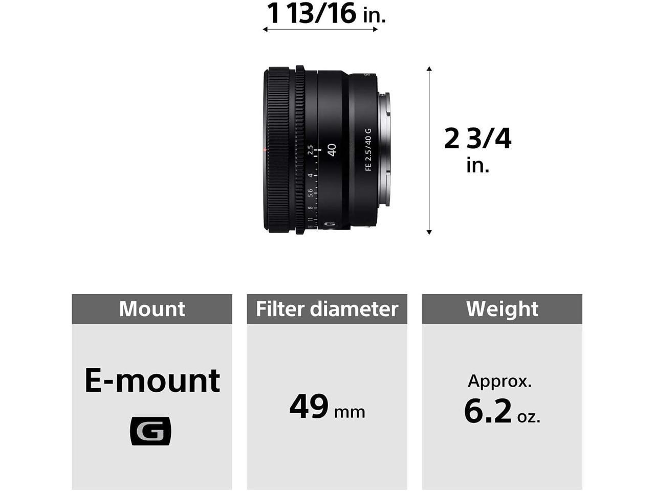 Sony FE 40mm F2.5 G Full-Frame Ultra-Compact G Lens Bundle with Digital HD Protection Filter