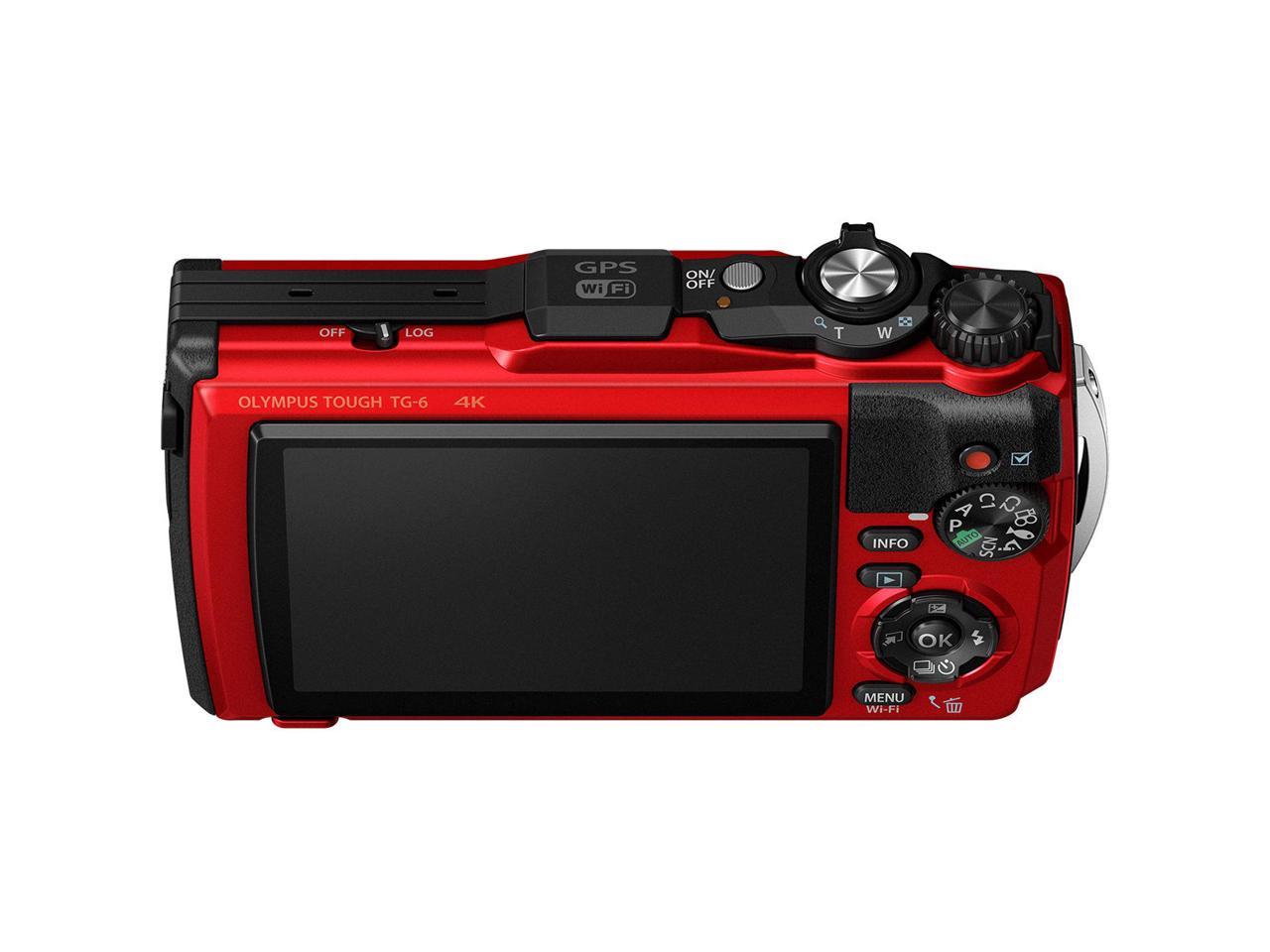 Olympus Tough TG-6 Waterproof Camera (Red) - Action Bundle - With 50 Piece Accessory Kit + Extra Battery + Float Strap + Sandisk 64GB Ultra Memory Card + Padded Case + More