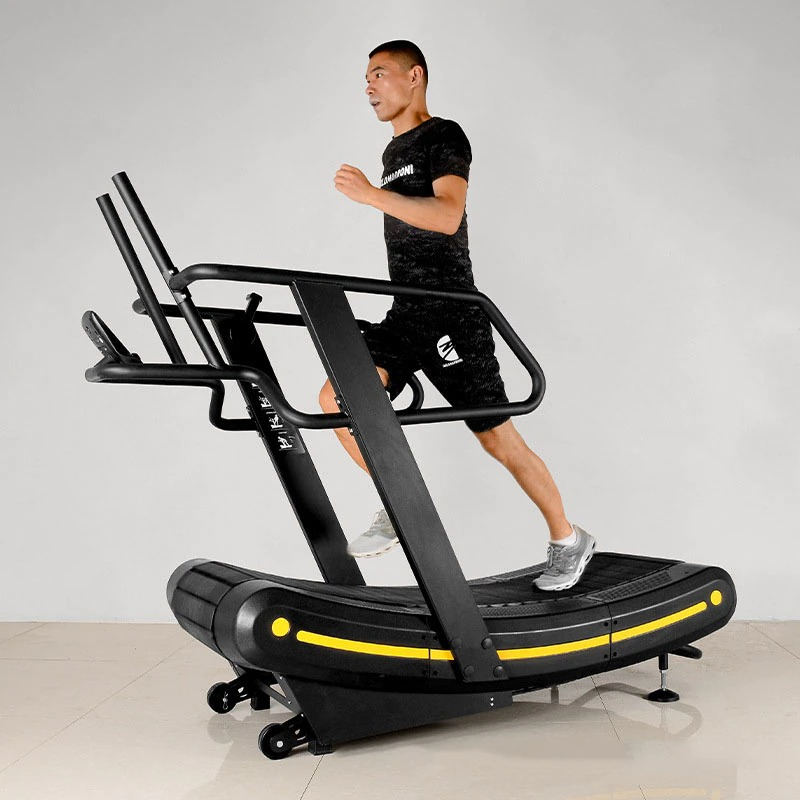 Commercial non-powered Curved treadmills for gyms Tracked arc mechanical 
