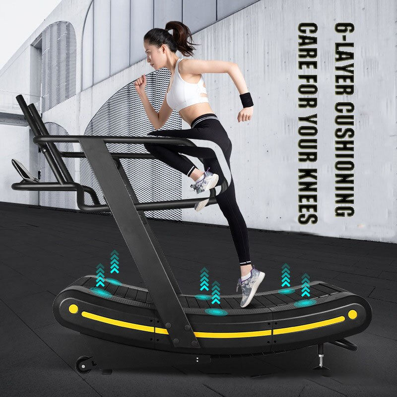 Commercial non-powered Curved treadmills for gyms Tracked arc mechanical 