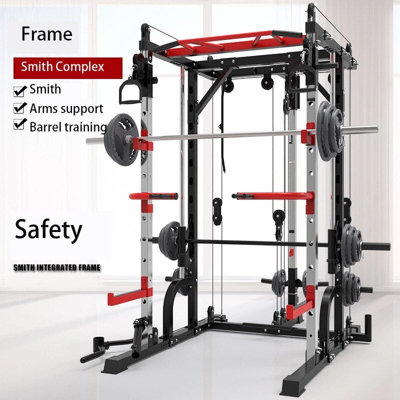 Smith machine steel gantry frame squat rack,128KG