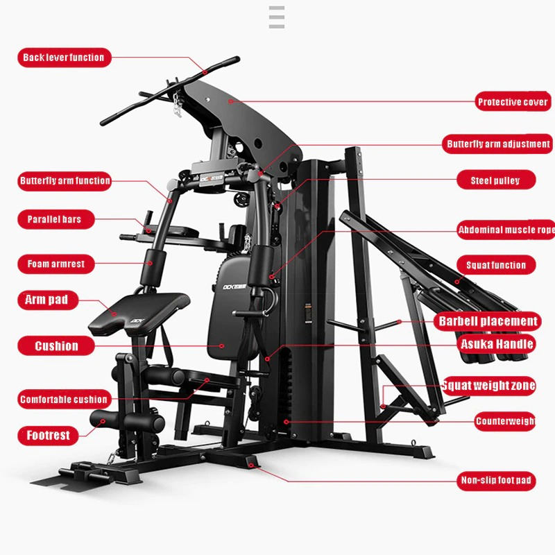 Comprehensive training device home three person standing squat rack large equipment